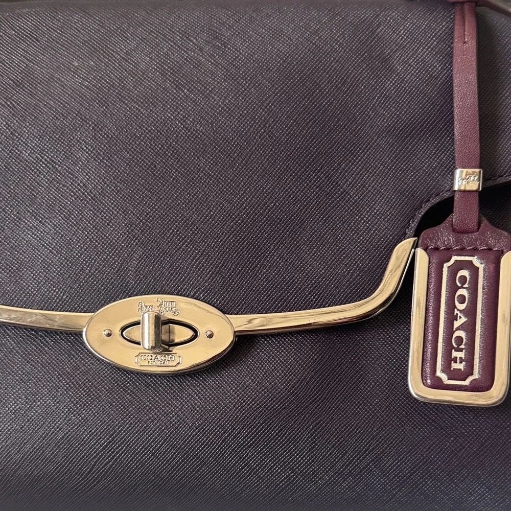Coach Madison Saffiano Madeline Handbag Silver Violet Purple